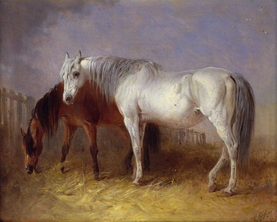 Grey and chestnut horses by Edward Robert Smythe